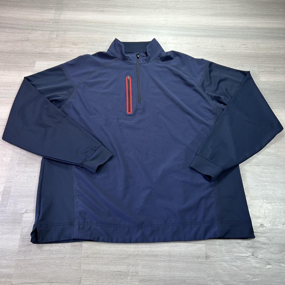 FootJoy Windbreaker Jacket Mens XL Blue 1/4 Zip Golf Softshell Pullover Stretch